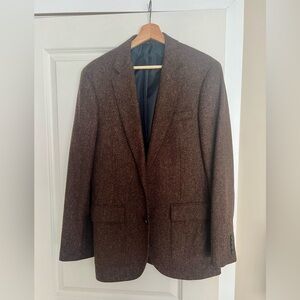 J. Crew Men’s Wool Tweed Herringbone Ludlow Blazer 40R Slim Brown